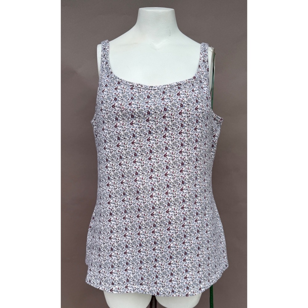 RuffHewn Tank Top 3X White Floral Cotton Stretch Scoop Neck Sleeveless Boho Cami